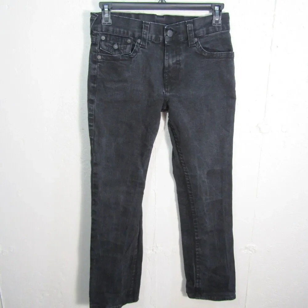 True Religion Ricky Relaxed Straight Jeans Men's Size 30 Black Washed Denim